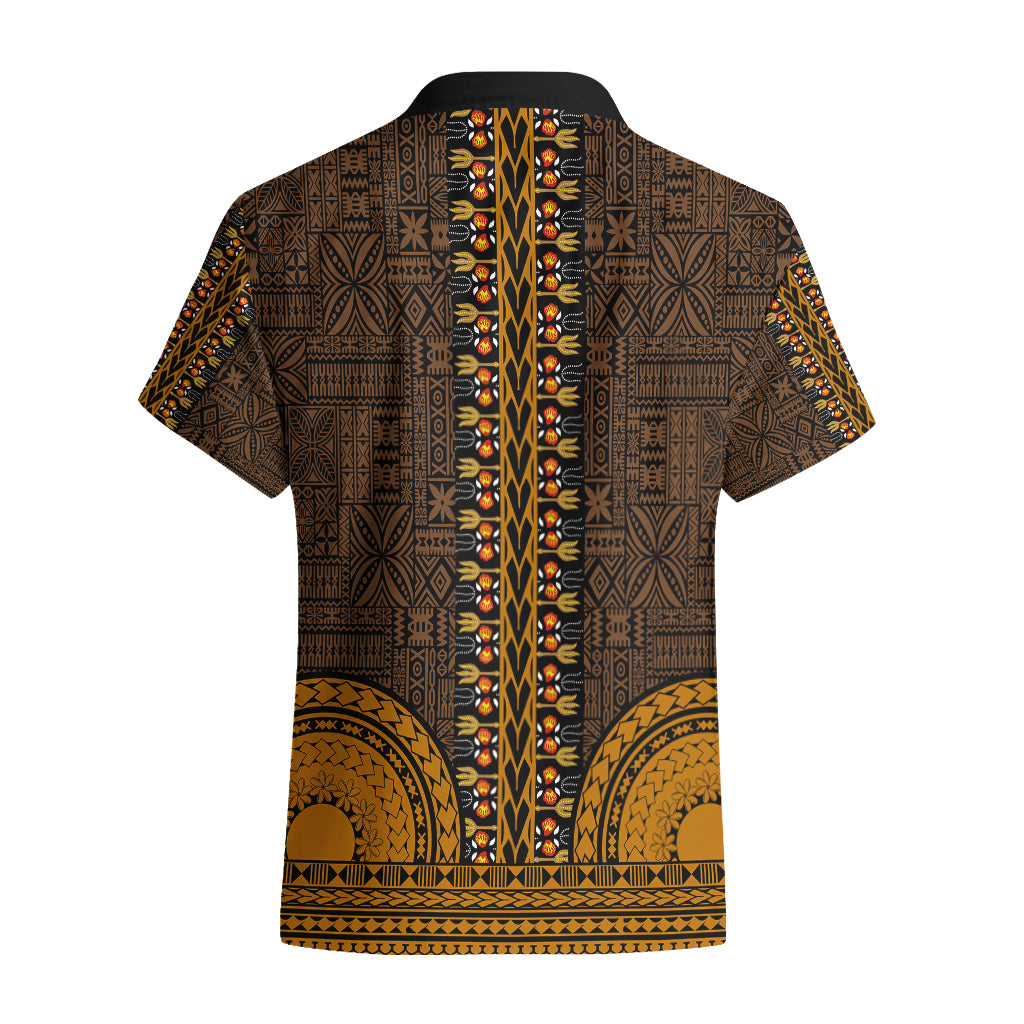 African Dashiki Hawaiian Shirt With Tapa Pattern - Gold LT9 - Polynesian Pride