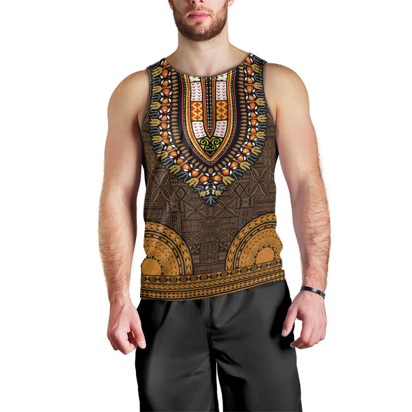 Afro Floral mix Maasai Shuka Men Tank Top Red Moitf LT9 main image 0