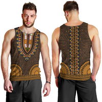 African Dashiki Men Tank Top With Tapa Pattern - Gold LT9 - Polynesian Pride