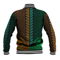 African Dashiki Baseball Jacket With Tapa Pattern - Half Green and Gold LT9 - Polynesian Pride