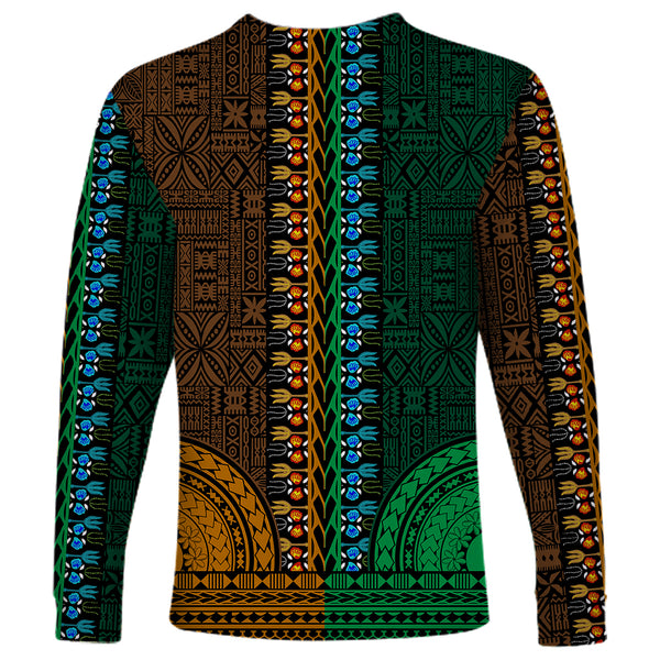 African Dashiki and Polynesian Pattern Tablecloth Half Green-Red LT9 main image 1