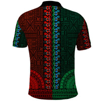 African Dashiki Polo Shirt With Tapa Pattern Half Green and Red LT9 - Polynesian Pride