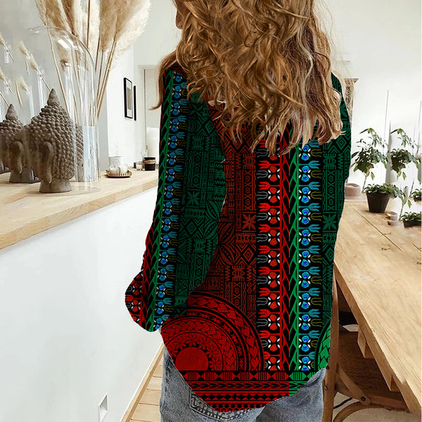 African Dashiki and Polynesian Pattern Tablecloth Half Green-Red LT9 main image 0