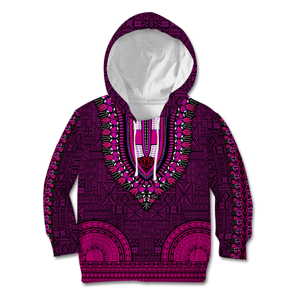 African Dashiki Kid Hoodie With Tapa Pattern - Pink LT9 Pink - Polynesian Pride