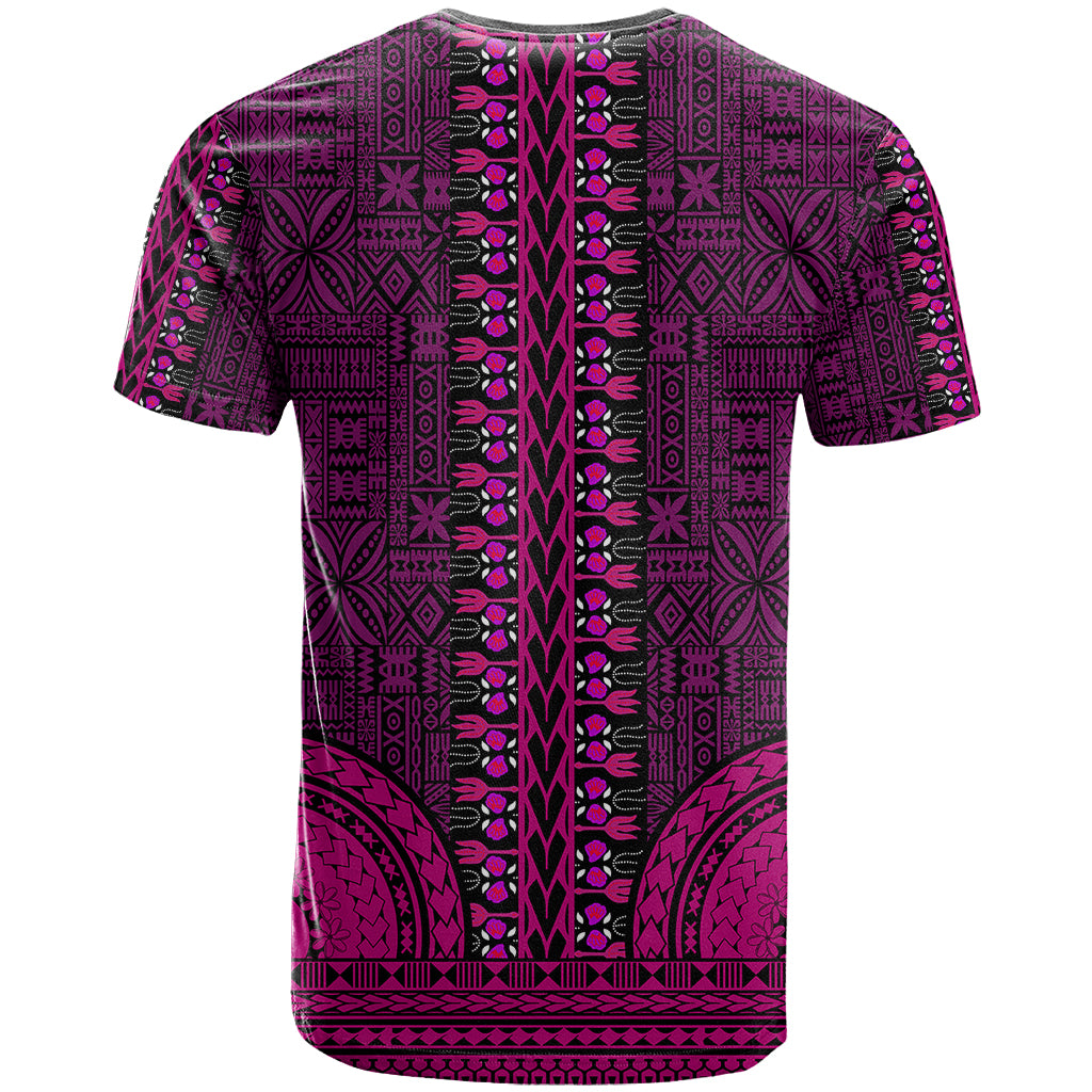 African Dashiki T Shirt With Tapa Pattern Pink LT9 - Polynesian Pride