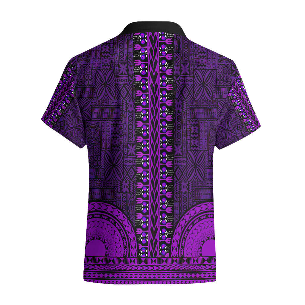 African Dashiki Hawaiian Shirt With Tapa Pattern - Purple LT9 - Polynesian Pride