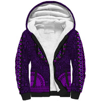 African Dashiki Sherpa Hoodie With Tapa Pattern - Purple LT9 Unisex Purple - Polynesian Pride