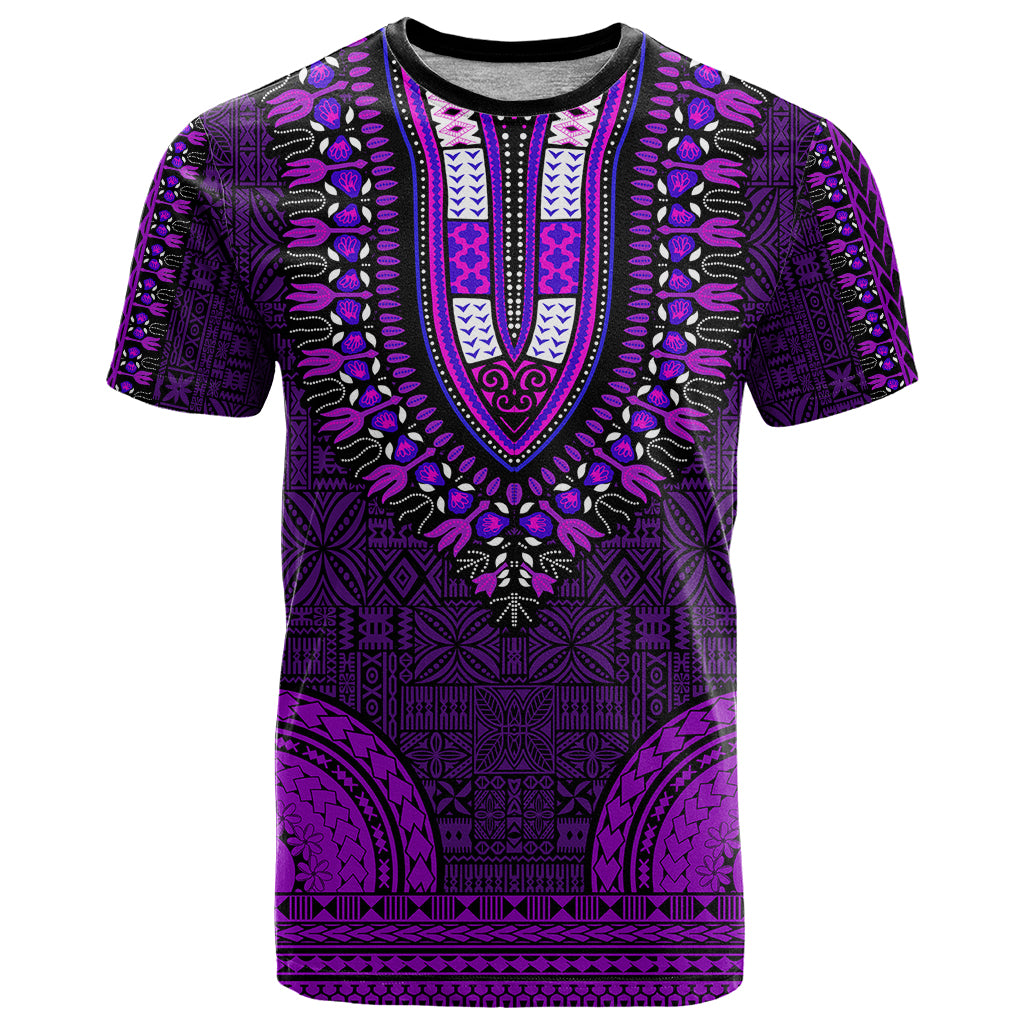 African Dashiki T Shirt With Tapa Pattern Purple LT9 Purple - Polynesian Pride