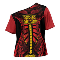 Independen Stet bilong Papua Niugini 1975 Cross Shoulder Shirt Red Tribal Papua New Guinea Province Flag LT9 - Polynesian Pride