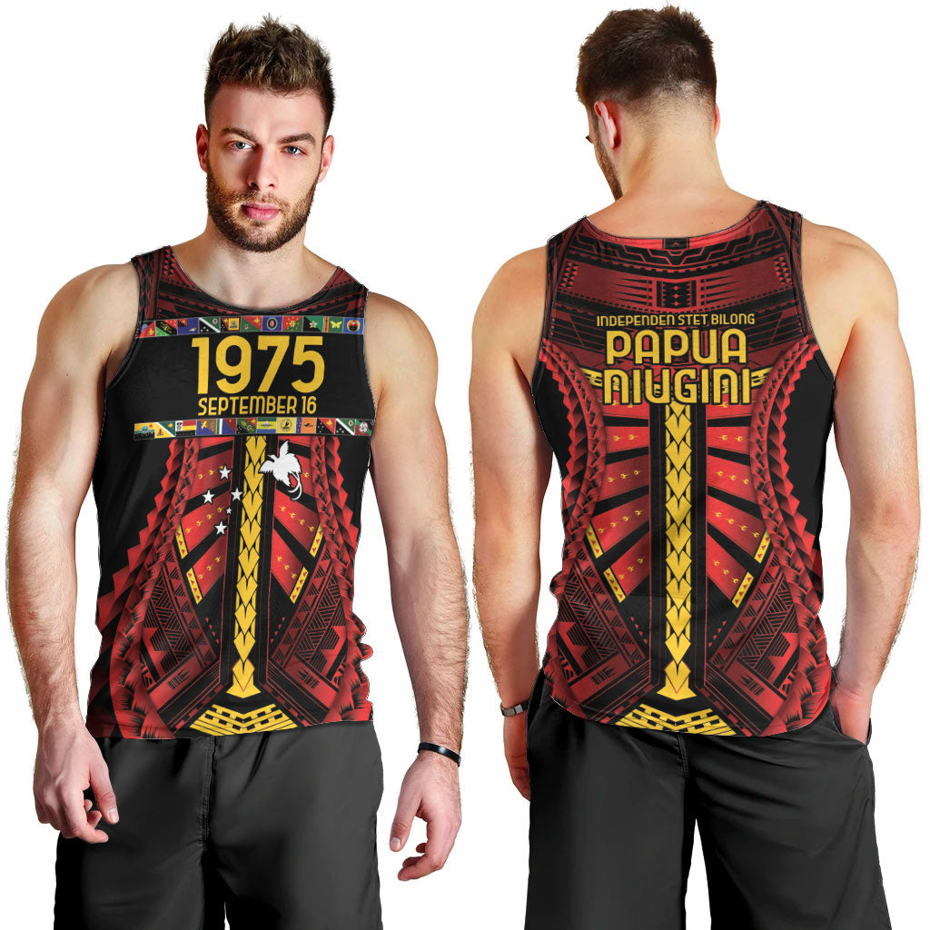Independen Stet bilong Papua Niugini 1975 Men Tank Top Red Tribal Papua New Guinea Province Flag LT9 - Polynesian Pride