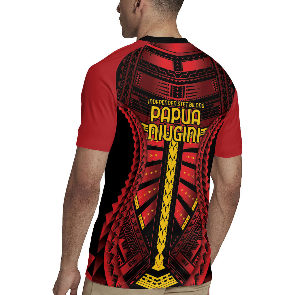Independen Stet bilong Papua Niugini 1975 Rugby Jersey Red Tribal Papua New Guinea Province Flag LT9 - Polynesian Pride