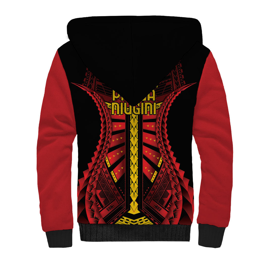 Independen Stet bilong Papua Niugini 1975 Sherpa Hoodie Red Tribal Papua New Guinea Province Flag LT9 - Polynesian Pride