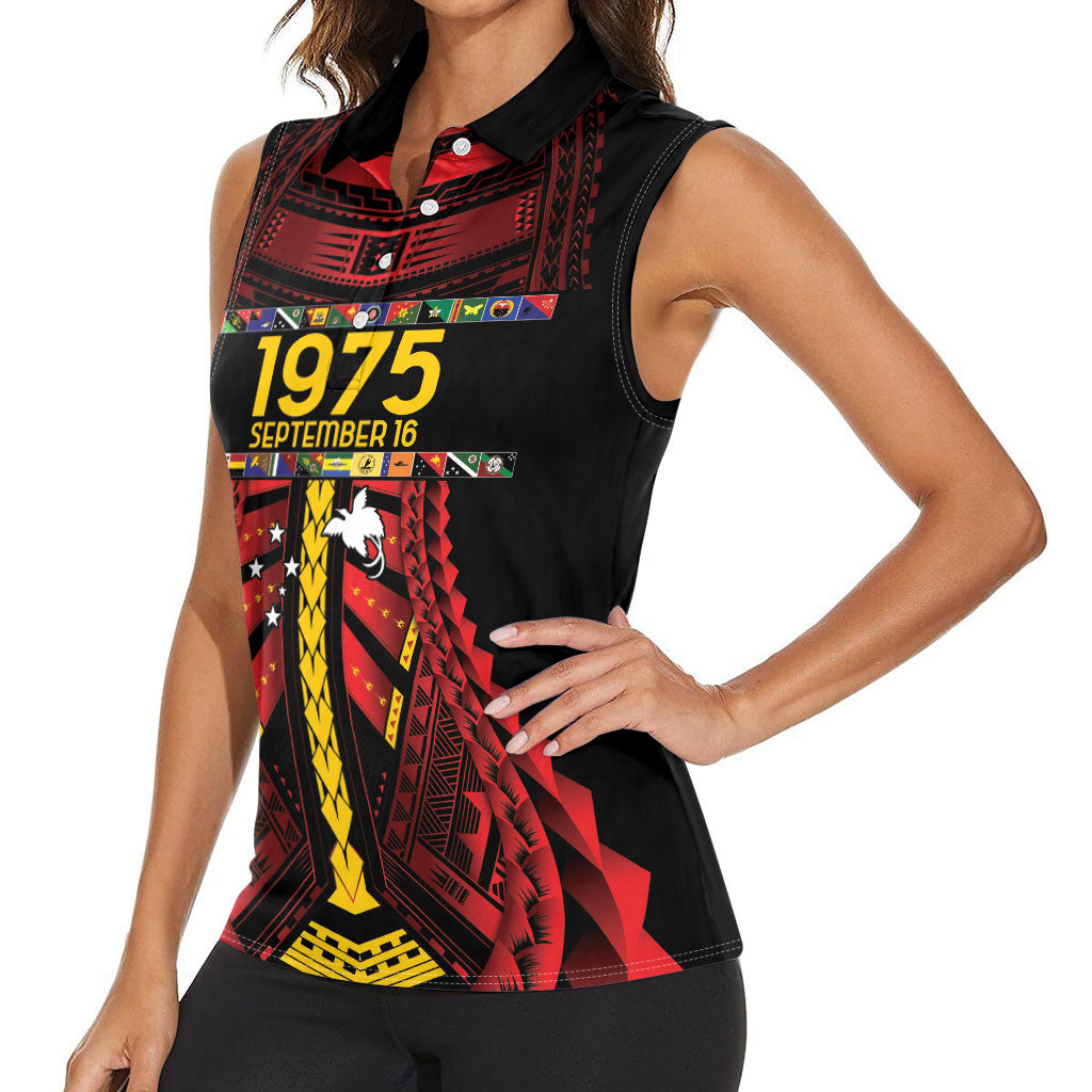 Independen Stet bilong Papua Niugini 1975 Women Sleeveless Polo Shirt Red Tribal Papua New Guinea Province Flag LT9 - Polynesian Pride