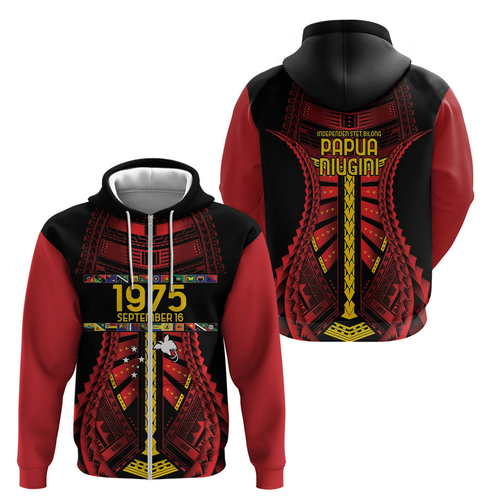Independen Stet bilong Papua Niugini 1975 Zip Hoodie Red Tribal Papua New Guinea Province Flag LT9 - Polynesian Pride