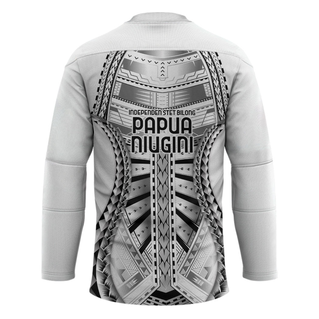 Independen Stet bilong Papua Niugini 1975 Hockey Jersey White Tribal Papua New Guinea Province Flag LT9 - Polynesian Pride