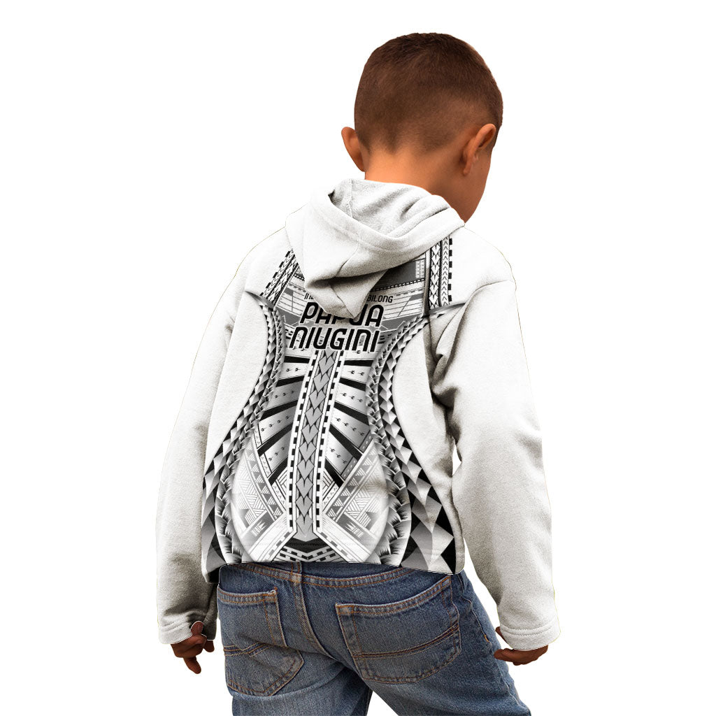 Independen Stet bilong Papua Niugini 1975 Kid Hoodie White Tribal Papua New Guinea Province Flag LT9 - Polynesian Pride