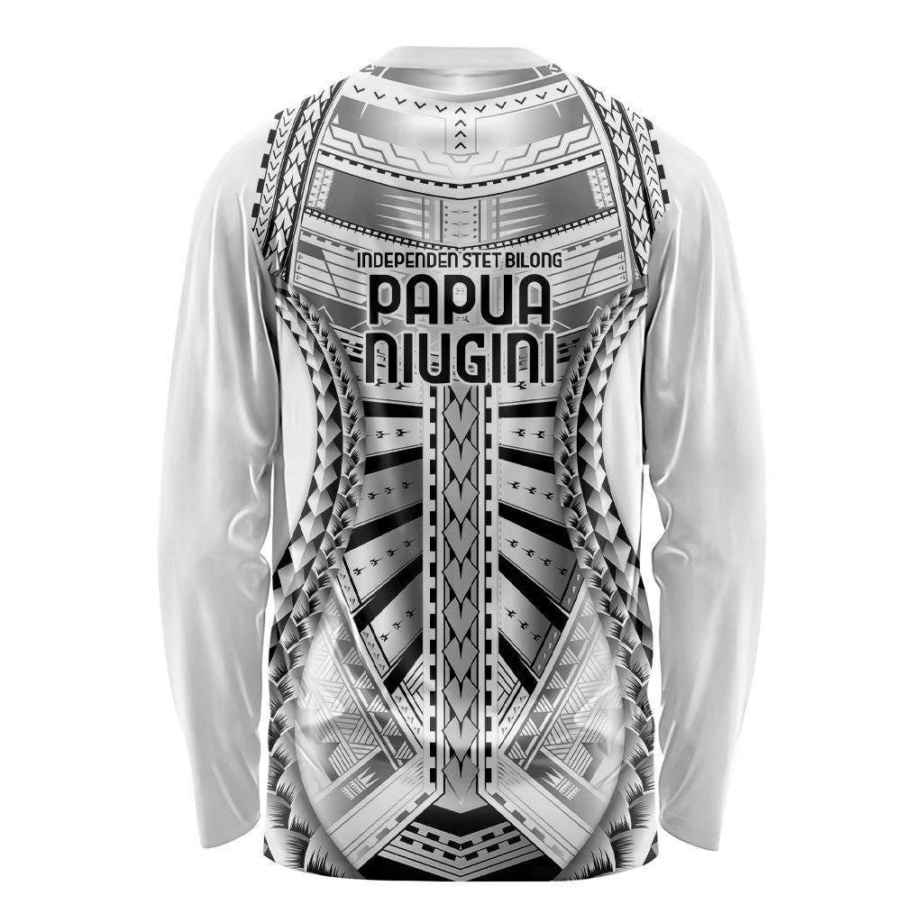 Independen Stet bilong Papua Niugini 1975 Long Sleeve Shirt White Tribal Papua New Guinea Province Flag LT9 - Polynesian Pride