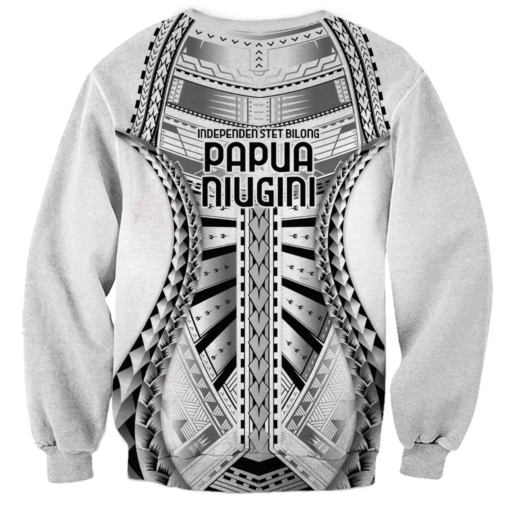 Independen Stet bilong Papua Niugini 1975 Sweatshirt White Tribal Papua New Guinea Province Flag LT9 - Polynesian Pride