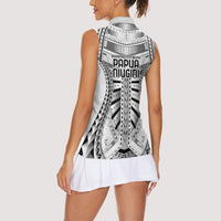 Independen Stet bilong Papua Niugini 1975 Women Sleeveless Polo Shirt White Tribal Papua New Guinea Province Flag LT9 - Polynesian Pride