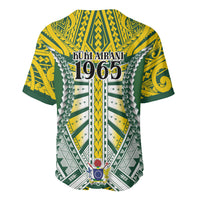 Cook Islands 1965 National Pride Baseball Jersey Green Yellow Tribal Pattern LT9 - Polynesian Pride