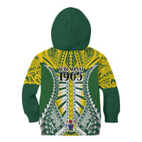 Cook Islands 1965 National Pride Kid Hoodie Green Yellow Tribal Pattern LT9 - Polynesian Pride