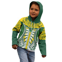 Cook Islands 1965 National Pride Kid Hoodie Green Yellow Tribal Pattern LT9 - Polynesian Pride