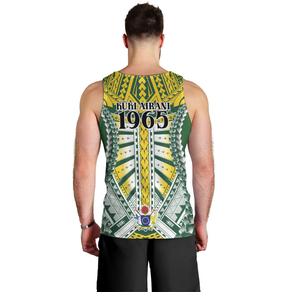 Cook Islands 1965 National Pride Men Tank Top Green Yellow Tribal Pattern LT9 - Polynesian Pride