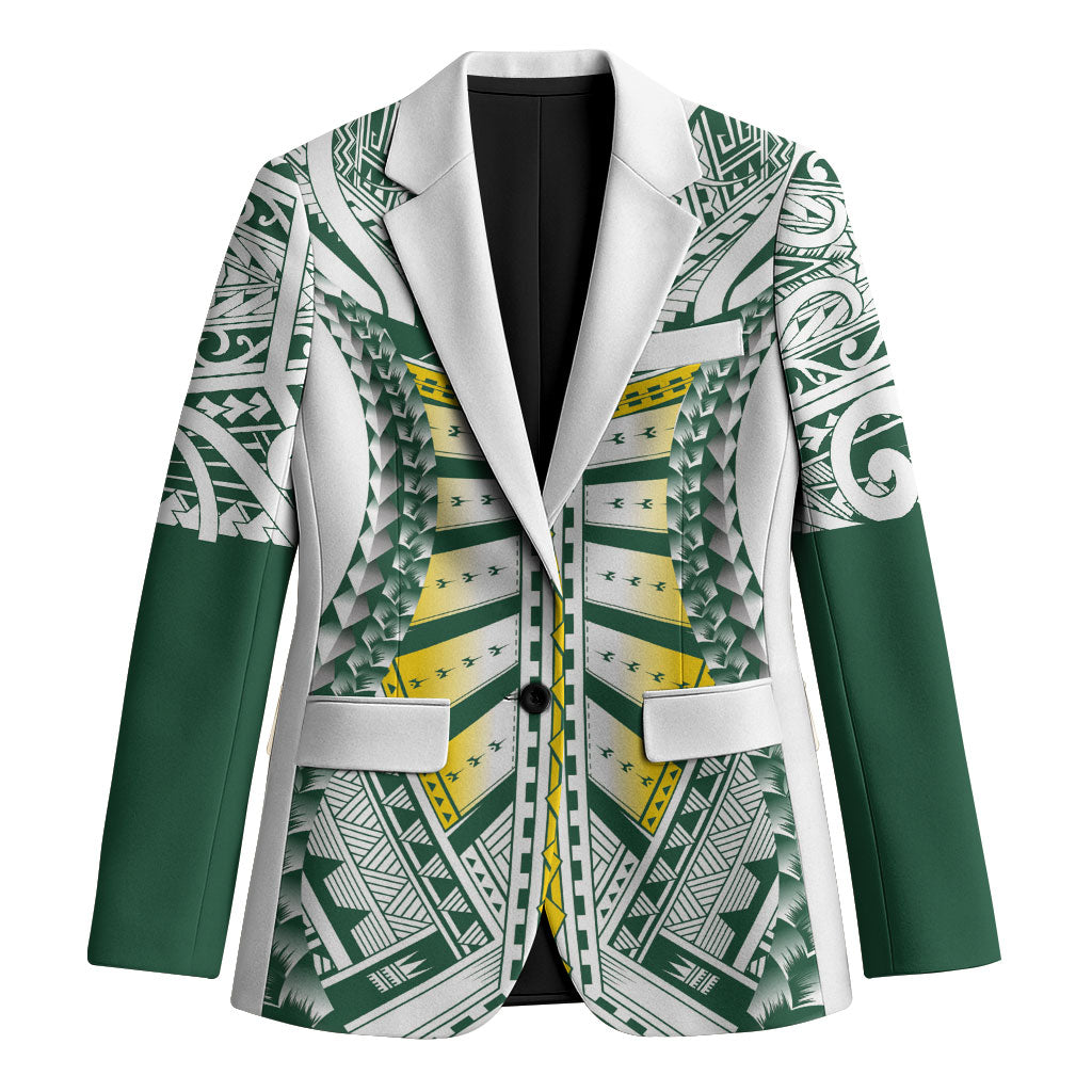 Cook Islands 1965 National Pride Blazer White Tribal Pattern LT9 Unisex White - Polynesian Pride