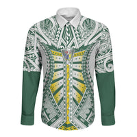 Cook Islands 1965 National Pride Long Sleeve Button Shirt White Tribal Pattern LT9 Unisex White - Polynesian Pride