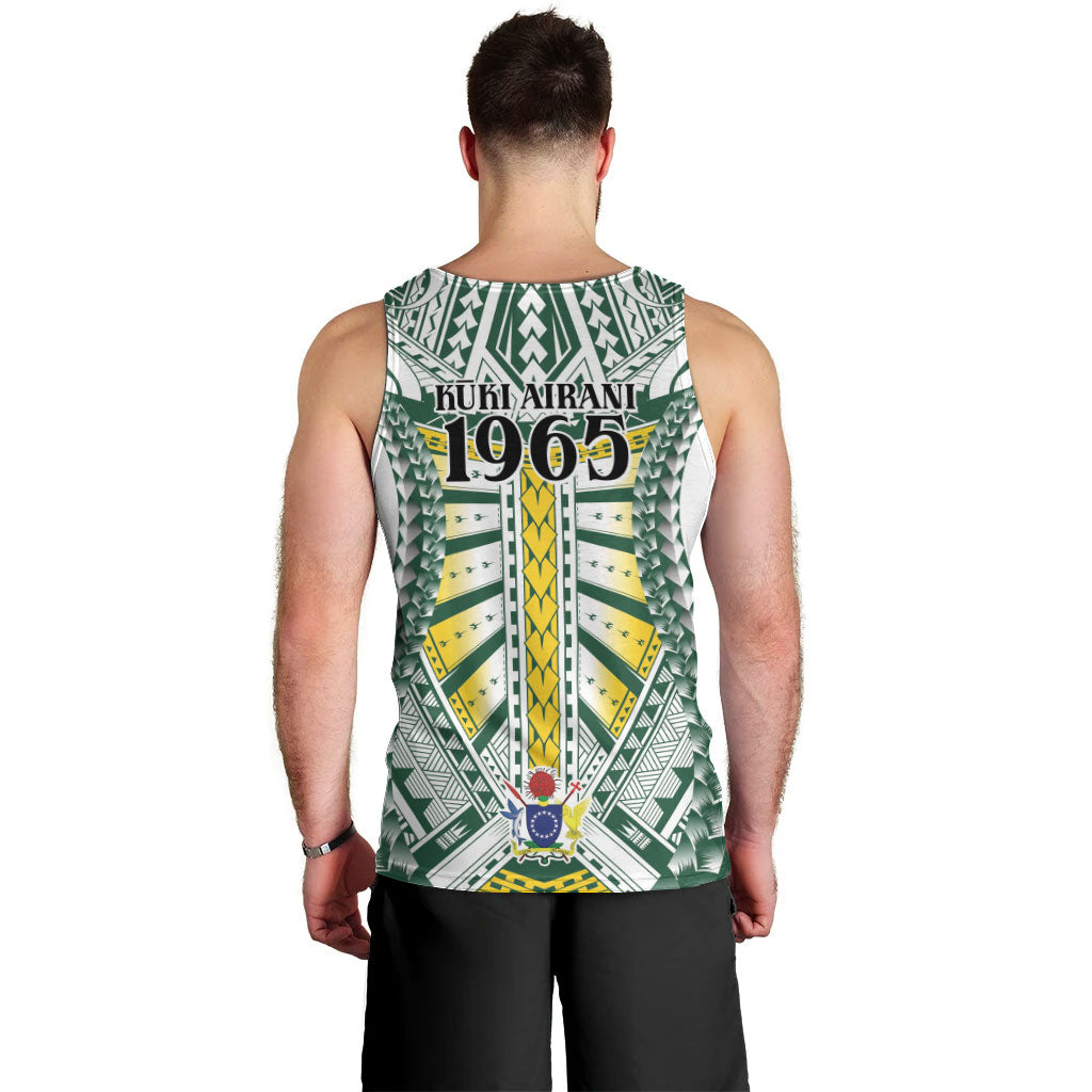 Cook Islands 1965 National Pride Men Tank Top White Tribal Pattern LT9 - Polynesian Pride