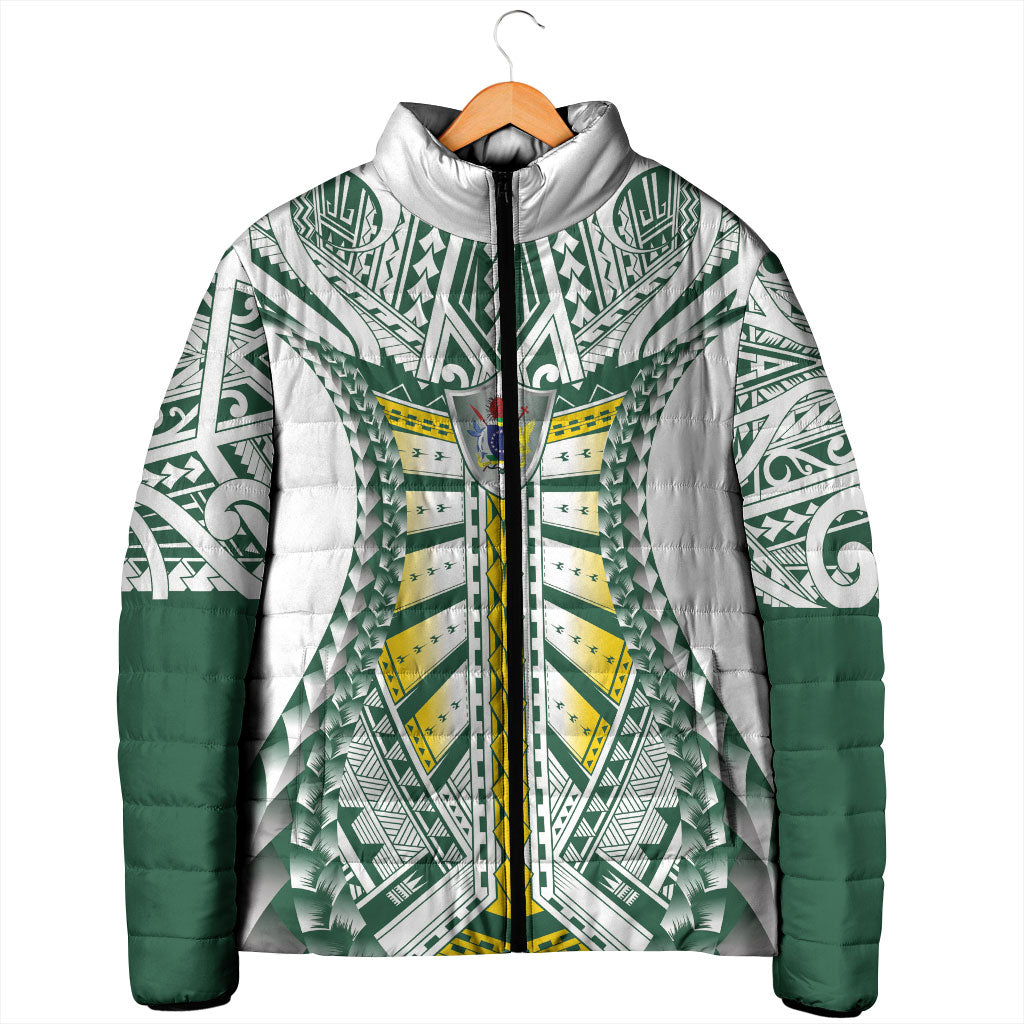 Cook Islands 1965 National Pride Padded Jacket White Tribal Pattern LT9 - Polynesian Pride