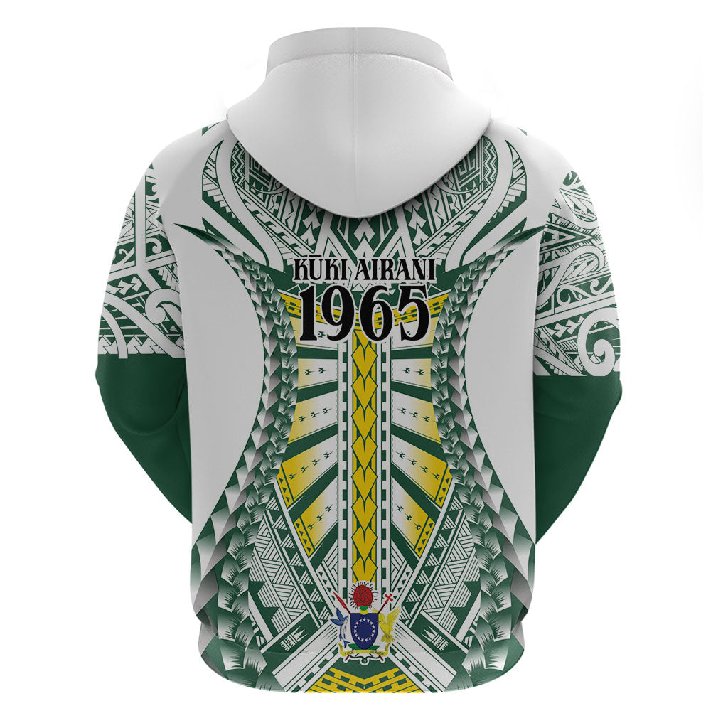Cook Islands 1965 National Pride Zip Hoodie White Tribal Pattern LT9 - Polynesian Pride