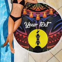 Personalised New Caledonia All Saints Day Beach Blanket Candle Light with Polynesian Style