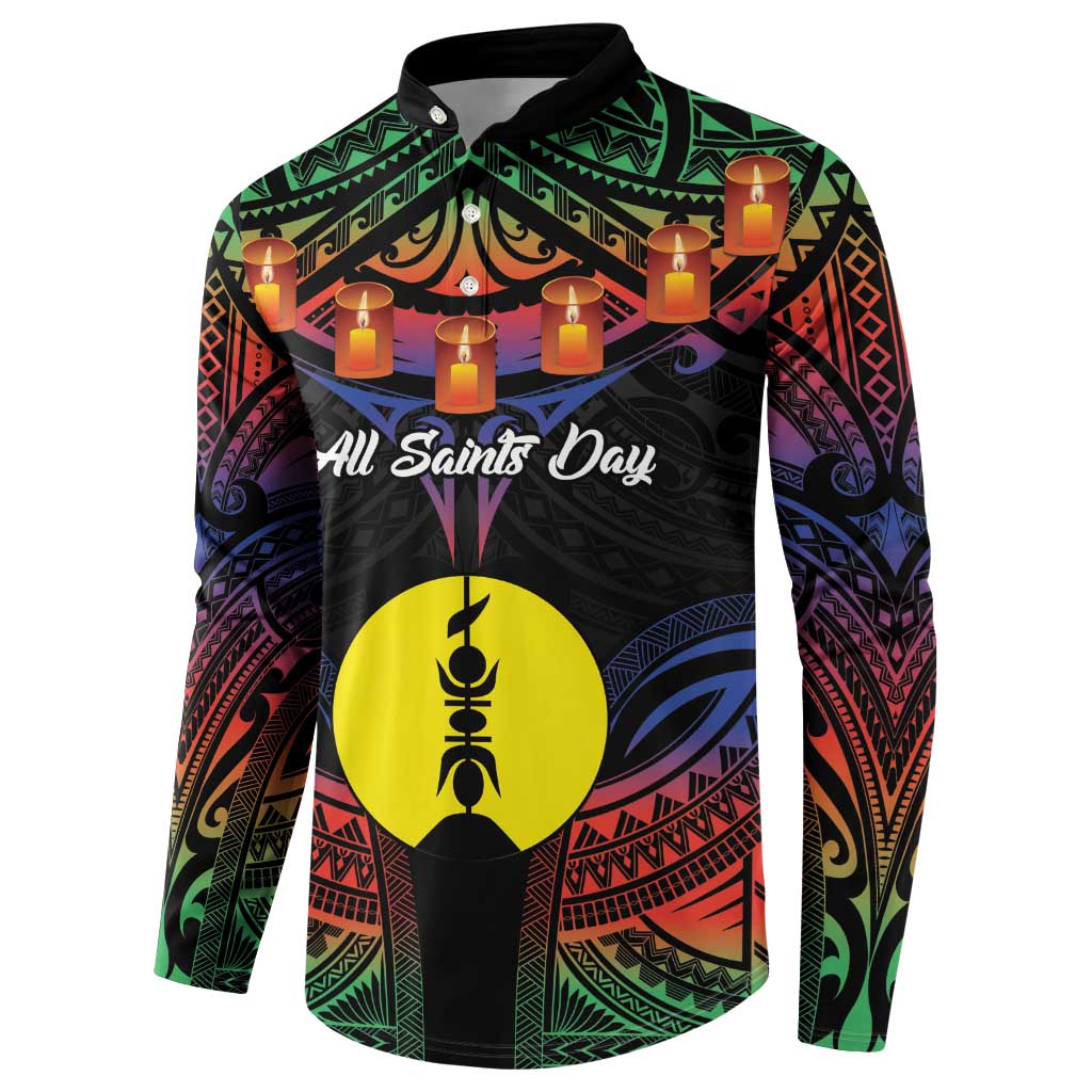 Personalised New Caledonia All Saints Day Button Sweatshirt Candle Light with Polynesian Style