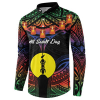 Personalised New Caledonia All Saints Day Button Sweatshirt Candle Light with Polynesian Style