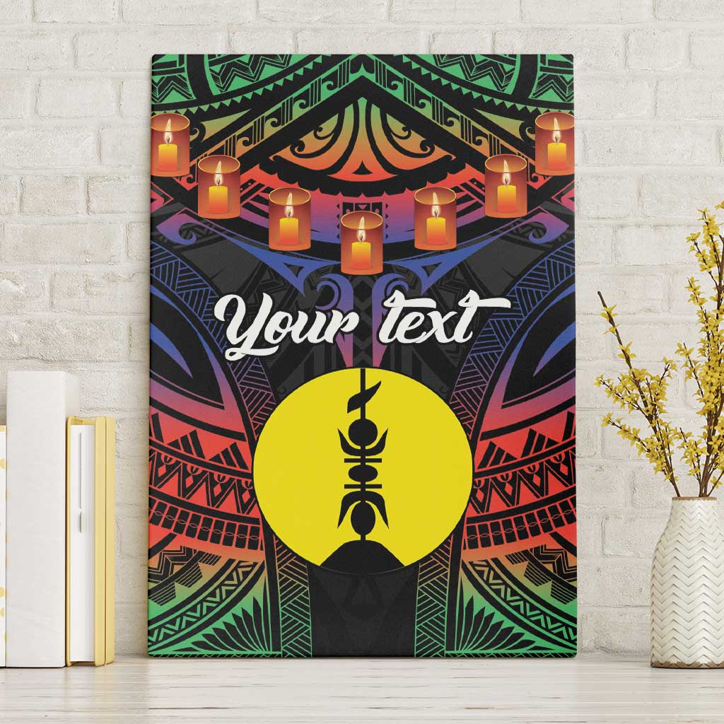 Personalised New Caledonia All Saints Day Canvas Wall Art Candle Light with Polynesian Style LT9 Without Frame Black - Polynesian Pride