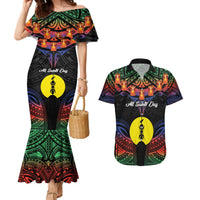 Personalised New Caledonia All Saints Day Couples Matching Mermaid Dress and Hawaiian Shirt Candle Light with Polynesian Style
