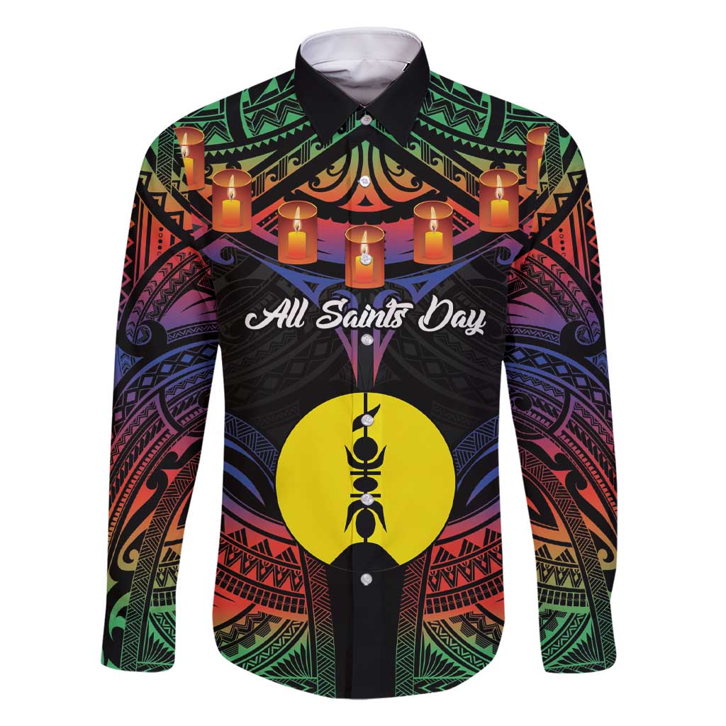 Personalised New Caledonia All Saints Day Family Matching Short Sleeve Bodycon Dress and Hawaiian Shirt Candle Light with Polynesian Style