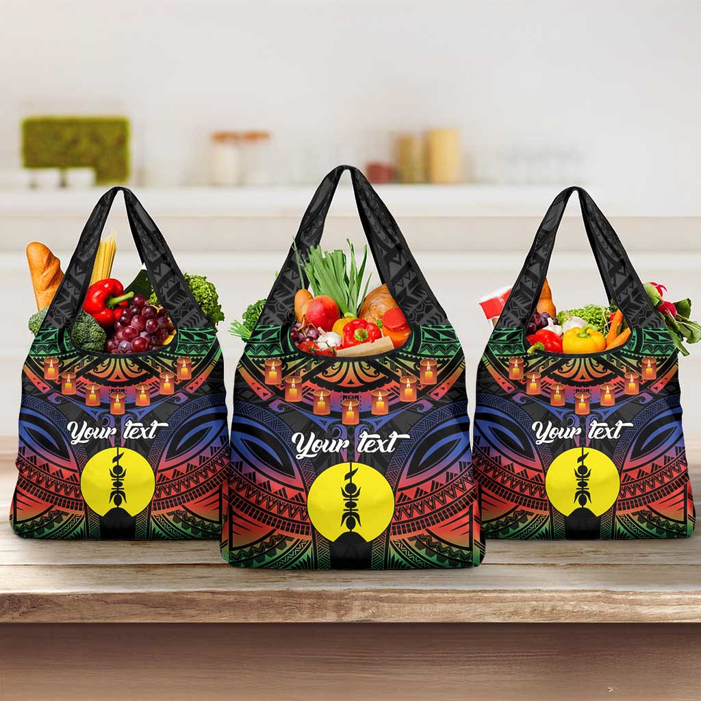 Personalised New Caledonia All Saints Day Grocery Bag Candle Light with Polynesian Style LT9 3-pack One Size Black - Polynesian Pride