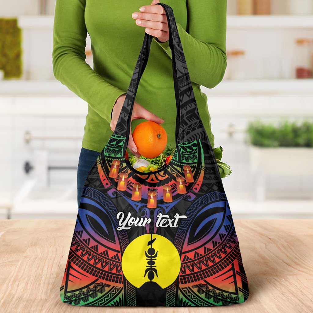 Personalised New Caledonia All Saints Day Grocery Bag Candle Light with Polynesian Style LT9 - Polynesian Pride