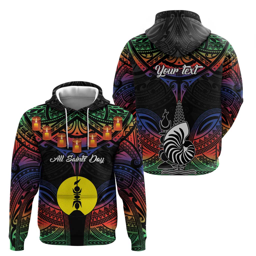 Personalised New Caledonia All Saints Day Hoodie Candle Light with Polynesian Style