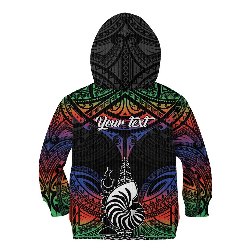 Personalised New Caledonia All Saints Day Kid Hoodie Candle Light with Polynesian Style