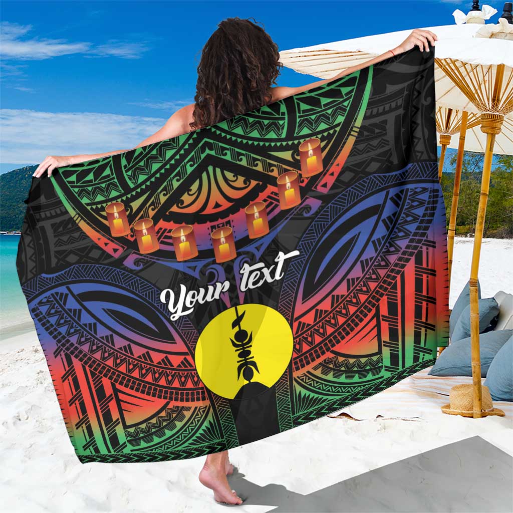 Personalised New Caledonia All Saints Day Sarong Candle Light with Polynesian Style LT9 One Size 44 x 66 inches Black - Polynesian Pride