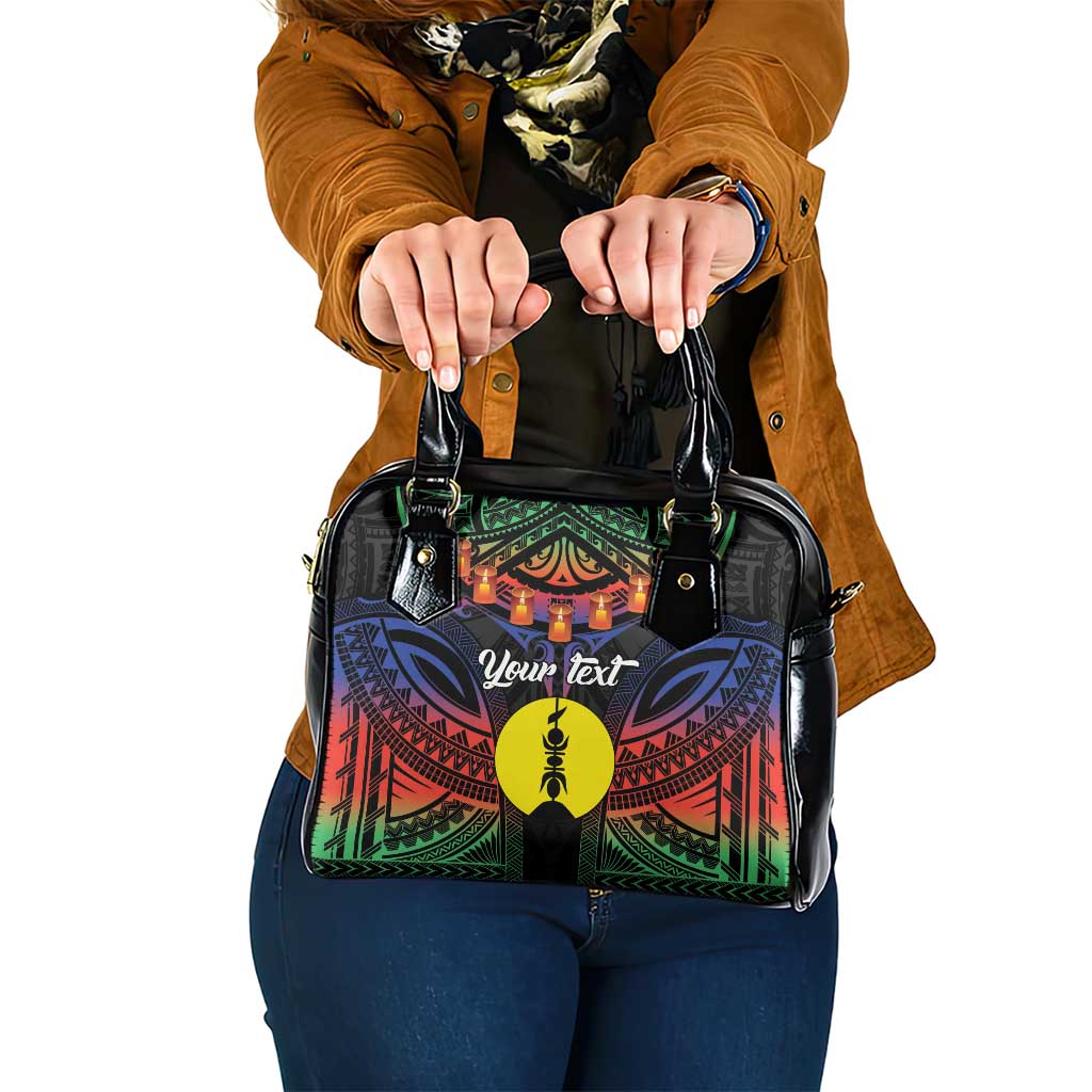 Personalised New Caledonia All Saints Day Shoulder Handbag Candle Light with Polynesian Style LT9 One Size Black - Polynesian Pride