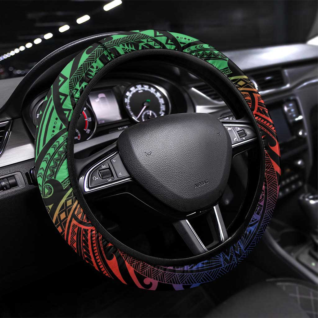 New Caledonia All Saints Day Steering Wheel Cover Candle Light with Polynesian Style LT9 Universal Fit Black - Polynesian Pride