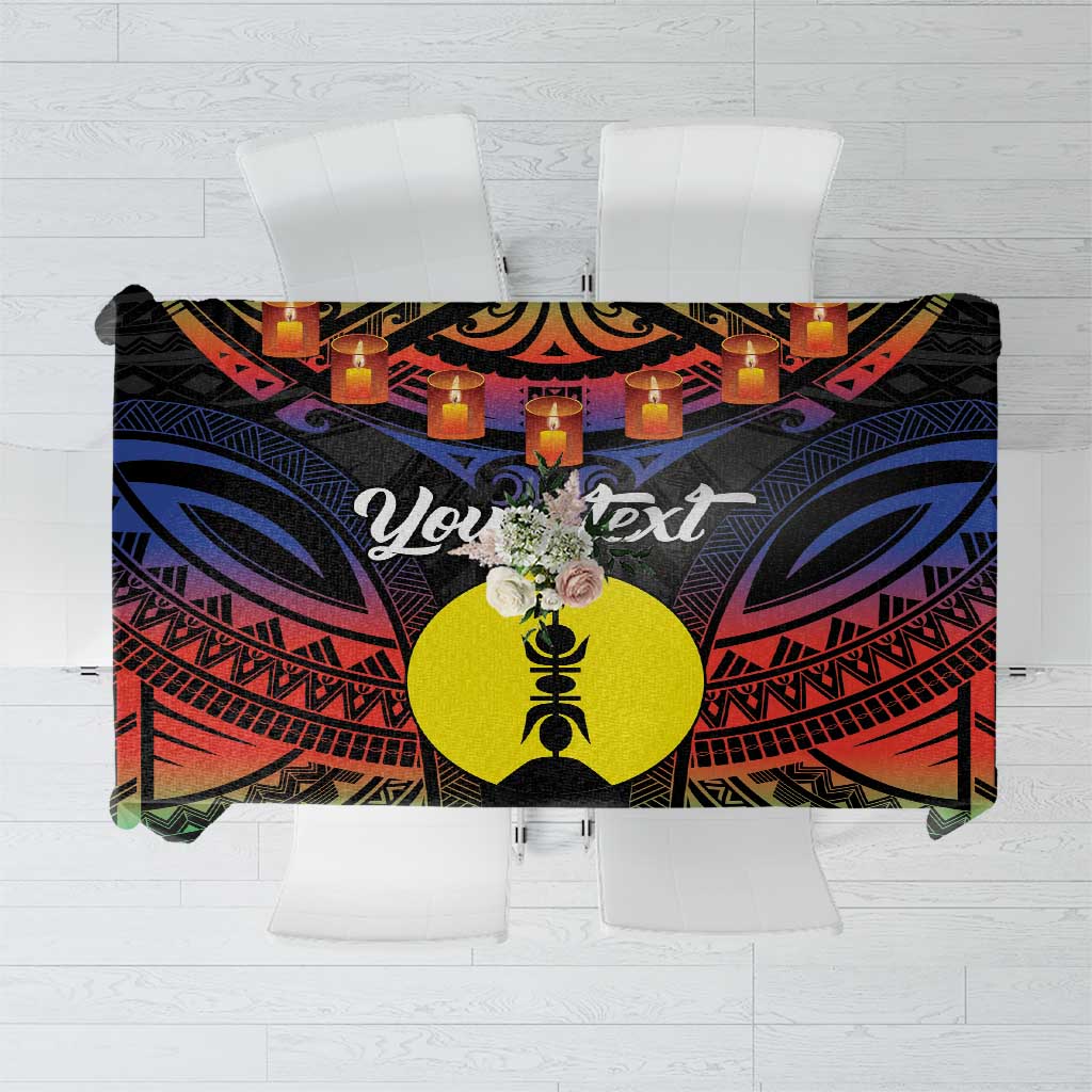 Personalised New Caledonia All Saints Day Tablecloth Candle Light with Polynesian Style LT9 Black - Polynesian Pride
