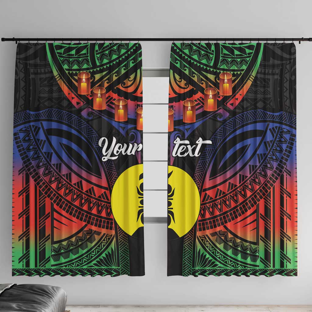 Personalised New Caledonia All Saints Day Window Curtain Candle Light with Polynesian Style LT9 With Hooks Black - Polynesian Pride