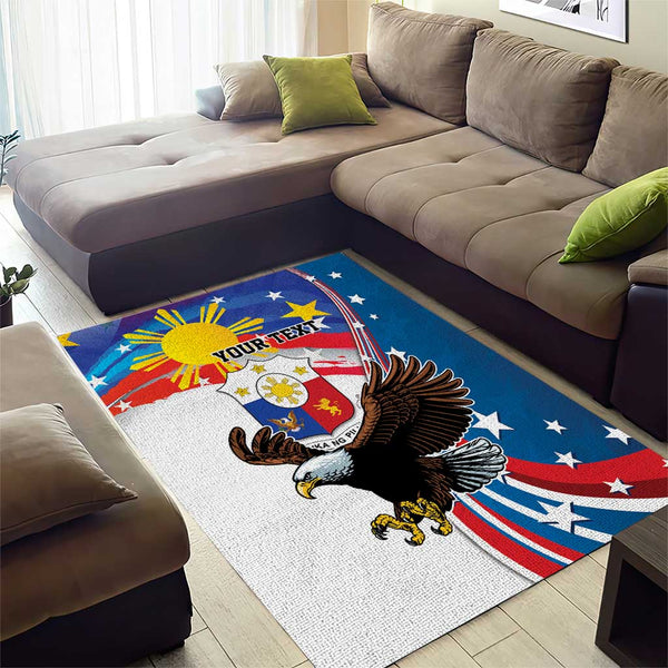 Personalized Filipino-American Area Rug The Eight-Rayed Sun with Bald ...
