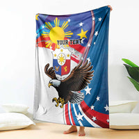 Personalized Filipino-American Blanket The Eight-Rayed Sun with Bald Eagle
