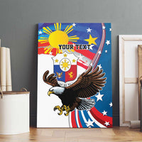 Personalized Filipino-American Canvas Wall Art The Eight-Rayed Sun with Bald Eagle